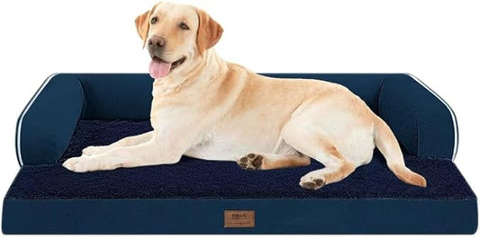 MEKIY XXL Orthopedic Waterproof Dog Bed with Bolster for Extra Large Dogs | Pillow Support for Neck Relief, Egg Crate Foam, Waterproof Liner, Anti-Slip Bottom, Removable Bolster Cover, 45 x 35 Inch by Mekiy
