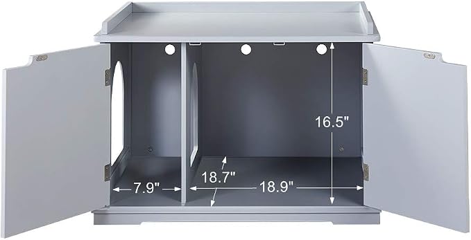 unipaws Cat Litter Box Enclosure Furniture, Hidden Litter Box Cover | Cat Washroom, Cabinet for Large Cat, Dog Proof Cat Litter Boxes, Hideaway Litter Box, Cat House - Image 6