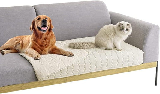 Tcksstex Waterproof and Anti-Slip Dog Bed Cover and Pet Blanket Sofa Pet Bed Mat ，car Incontinence Mattress Protectors Furniture Couch Cover for Most Cats Dogs, Pets（30x70-Ivory） by TcksstexFauxFurDogBedCover