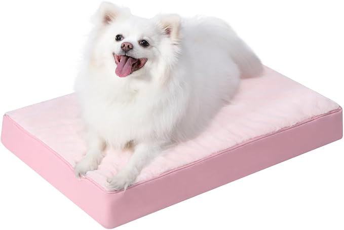 KSIIA Orthopedic Dog Bed Waterproof Dog beds for Medium Dogs Deluxe Plush Washable Pet Mat with Egg Crate Foam & Removable Cover, 29 x 18 Inch, Pink by KSIIAPetProducts