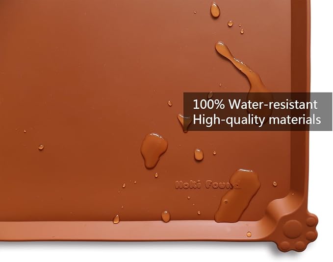 Hoki Found Large Silicone Non Slip Pet Feeding Mats - Waterproof Dog Cat Bowl Mats - Caramel - Image 3
