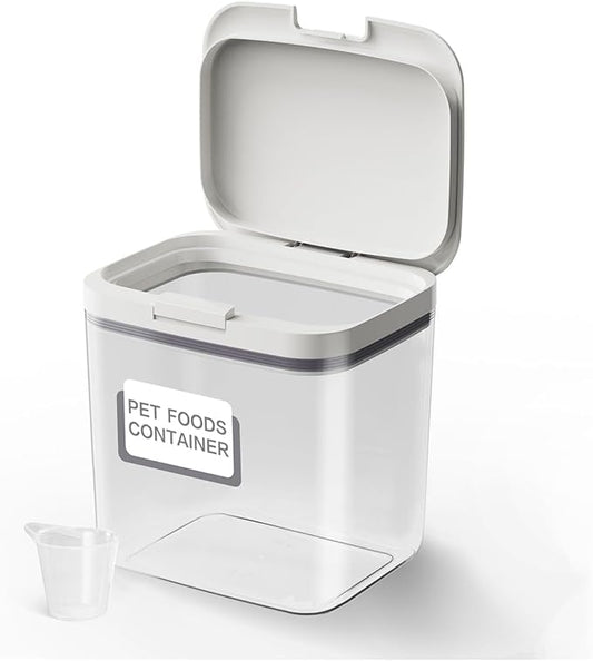 Airtight Dog Food Storage Container 5-10 lbs, Large Pet/Cat Treat Bin with Lids, Pantry Containers for Rice & Flour, withe by LivLabMker