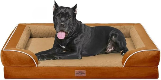 Comfort Expression Orthopedic Dog Bed for Extra Large Dogs with Bolster | Waterproof Dog Couch Bed with Washable Cover & Non-Slip Bottom, Supportive Egg Crate Foam Big Dog Bed, 53x42Inch by ComfortExpression