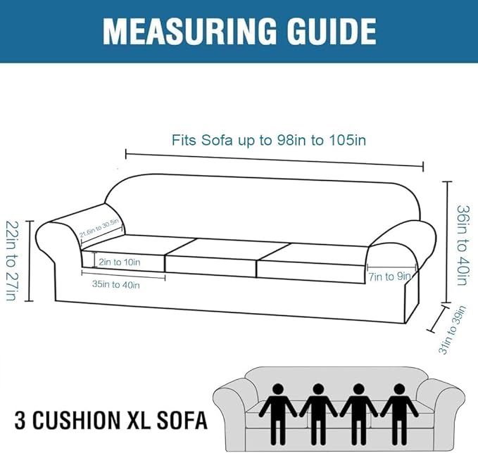 H.VERSAILTEX Modern Velvet Plush 4 Piece High Stretch Sofa Slipcover Furniture Protector Form Fit Velvet Extra Large Sofa Cover for 3 Cushion Couch Width Up to 105 Inch (XL Sofa, Porcelain White) - Image 2