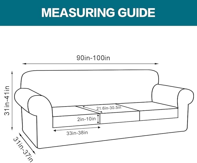 Turquoize 4 Piece Sofa Covers for 3 Cushion Couch Sofa Slipcover Soft Couch Cover for Dogs Washable Furniture Cover with 3 Individual Large Cushion Covers Feature Fabric (Large Sofa, Cream) - Image 2