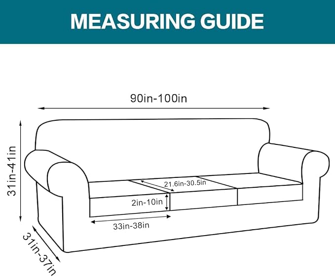 Turquoize 4 Piece Sofa Covers for 3 Cushion Couch Sofa Slipcover Soft Couch Cover for Dogs Washable Furniture Cover with 3 Individual Large Cushion Covers Feature Fabric (Large Sofa, Storm Blue) - Image 2