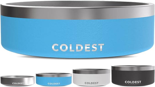 Coldest Dog Bowl - Anti Rust Metal, Non Slip, 3 Layers Insulated Stainless Steel Dog Bowls - Spill Proof & Heavy Duty - Water Bowl for Dogs, Cats & Pets, Dish Washer Safe (42 oz, Celestial Blue) by Coldest