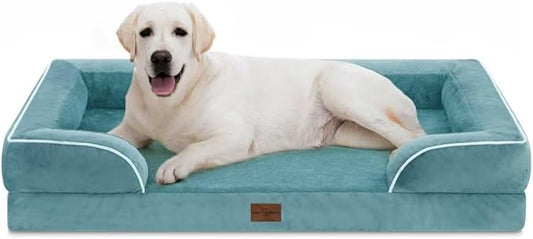Comfort Expression Orthopedic Dog Bed for Extra Large Dogs with Bolster | Waterproof Dog Couch Bed with Washable Cover & Non-Slip Bottom, Supportive Egg Crate Foam XL Pet Bed, 45x35 Inch by ComfortExpression