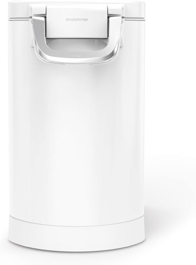 simplehuman Medium Pet Food Storage Container, Holds 25-29 lb / 11-13 kg of Dry Dog Food, Cat Food, or Bird Seed, Airtight Lock-Tight Lid with Magnetic Scoop, BPA-Free, White Steel - Image 3