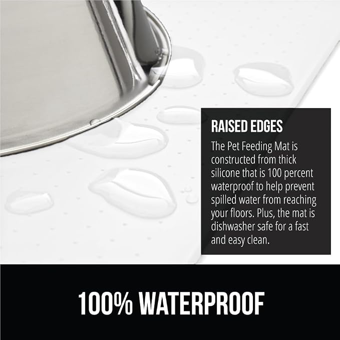 GORILLA GRIP 100% Waterproof Raised Edge BPA Free Silicone Pet Feeding Mat, Dog Cat Food Mats Contain Spills Protects Floors, Placemats for Cats and Dogs Water Bowl, Pets Accessories 18.5x11.5 White - Image 3