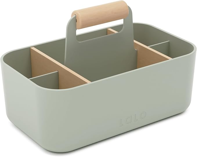 Lalo The Caddy - Modular Caddy Organizer with Handle and Removable Dividers - Portable Tote for Art Supplies, Diaper Storage, Bathroom - Sage by Lalo