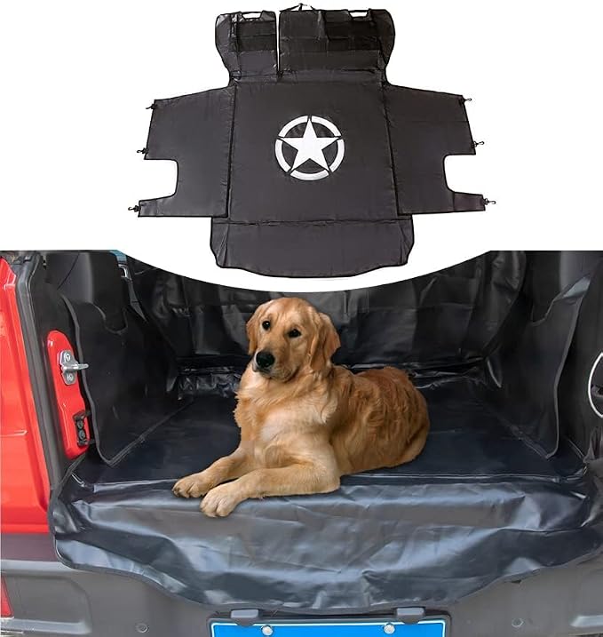 sukemichi Cargo Mat Dog Cargo Liner for 2007-2026 Jeep Wrangler 4 Door,Star | Waterproof oxford material,For 2007-2026 Wrangler JK JL,Nonslip Washable Pet Seat Cover & Anti-Scratch Liner - Image 2