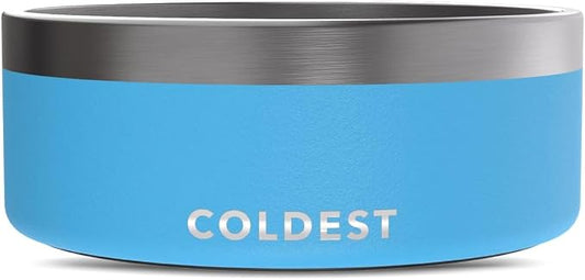 Coldest Dog Bowl - Anti Rust Metal, Non Slip, 3 Layers Insulated Stainless Steel Dog Bowls - Spill Proof & Heavy Duty - Water Bowl for Dogs, Cats & Pets, Dish Washer Safe (64 oz, Celestial Blue) by Coldest