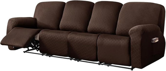 vctops Diamond Recliner Sofa Covers 10-Pieces Stretch Large RV Couch Covers for 4 Seats Reclining Slipcovers Soft Solid Furniture Protector (Dark Coffee,4 Seat) by vctops