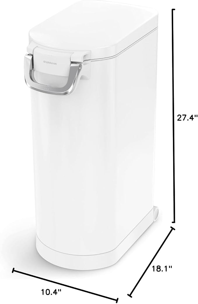 simplehuman X-Large Pet Food Storage Container, Holds 36-44 lb / 16-20 kg of Dry Dog Food, Cat Food, or Bird Seed, Airtight Lock-Tight Lid with Magnetic Scoop, BPA-Free, White Steel - Image 6