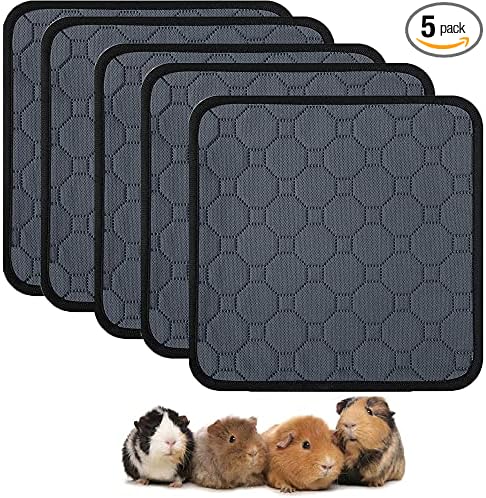 Guinea Pig Cage Liners - Washable Guinea Pig Pee Pads, Waterproof Reusable & Anti Slip Guinea Pig Bedding Fast and Super Absorbent Pee Pad for Small Animals Rabbit Hamster Rat by pequano