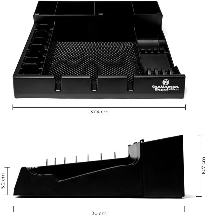 Gentlemen Republic Barber Station Organizer - Multi-Compartment, Black | Countertop tray for clippers, trimmers & grooming tools. Durable, compact design for barbers and stylists. - Image 4