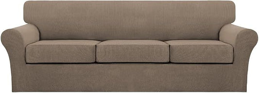 Turquoize 4 Piece Sofa Covers for 3 Cushion Couch Sofa Slipcover Soft Couch Cover for Dogs-Washable Sofa Furniture Covers with 3 Individual Large Cushion Covers (XL Sofa, Macchiato) by Turquoize