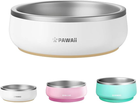 Pawaii Small Dog Bowl, 12 oz Stainless Steel Food and Water Bowl, 1 Pack | Double-Wall Design,Smooth Open Bowl Design,Easy-Rinse Interior,Wide Bowl Opening,For Cats and Small Pets by Pawaii