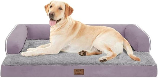 MEKIY XXL Orthopedic Waterproof Dog Bed with Bolster for Extra Large Dogs | Pillow Support for Neck Relief, Egg Crate Foam, Waterproof Liner, Anti-Slip Bottom, Removable Bolster Cover, 45 x 35 Inch by Mekiy