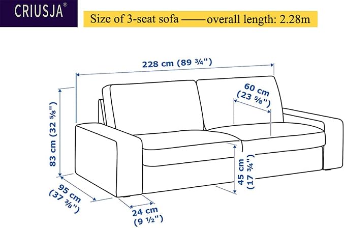 Couch Cover for IKEA Kivik 3 Seat 89.75in Sofa, Sofa Slipcover, S-3 - Image 3