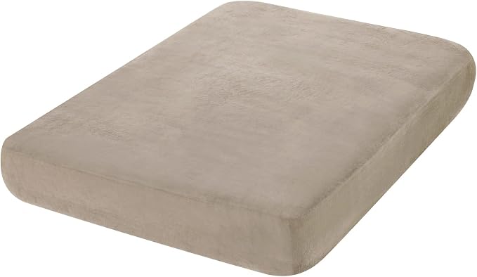 hyha Sofa Cushion Cover, Velvet Protector Slipcover for 50x27.5x9in Couch, Taupe, Super Soft, Anti-Slip, Stretch Fit, Machine Wash | Soft Plush Sofa Slipcover, Elastic Bottom, Non-Slip Wear Resistant Furniture Protector, Ideal For Pets & Kids, Medium by hyha