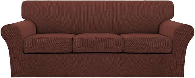 Turquoize 4 Piece Sofa Covers for 3 Cushion Couch Sofa Slipcover Soft Couch Cover for Dogs-Washable Sofa Furniture Cover with 3 Individual Cushion Covers (3 Cushion Sofa, Burnt Brick) by Turquoize