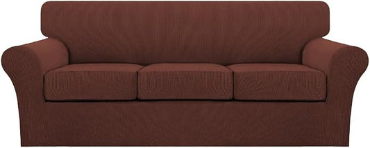 Turquoize 4 Piece Sofa Covers for 3 Cushion Couch Sofa Slipcover Soft Couch Cover for Dogs-Washable Sofa Furniture Cover with 3 Individual Cushion Covers (3 Cushion Sofa, Burnt Brick) by Turquoize