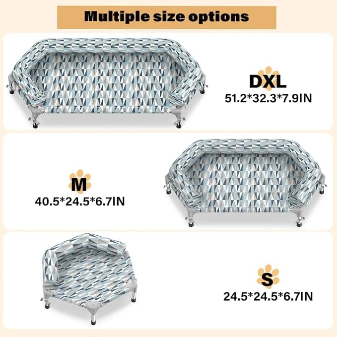 Orthopedic Dog Bed - Beds Bolster,Cooling Elevated Dog Beds with Metal Frame,Raised Dogs Bed,Easy to Assemble,Up to 50 lbs,Small (24.5" L x 24.5" W x 6.7" Th)