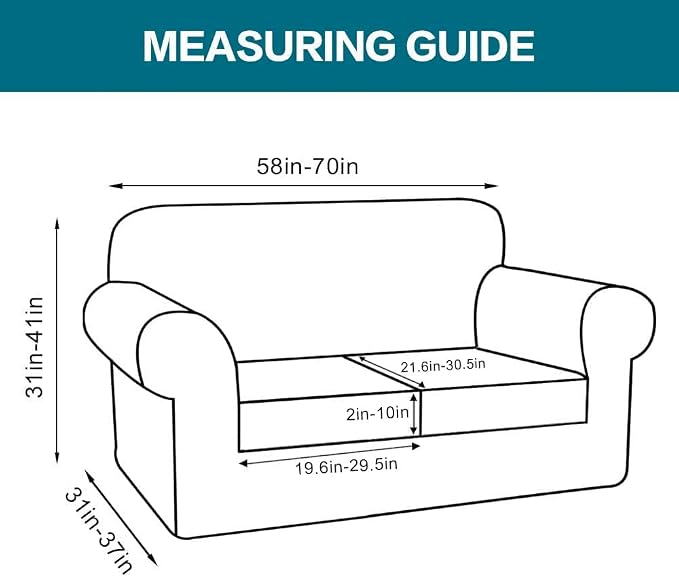 Turquoize 3 Piece Sofa Covers for 2 Cushion Couch Sofa Slipcover Soft Couch Cover for Dogs-Washable Sofa Furniture Covers with 2 Individual Cushion Covers, Jacquard Fabric (Loveseat, Loden Frost) - Image 2