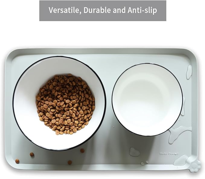 Hoki Found Silicone Pet Food Tray - High-Lips Dog Cat Bowl Mats - Waterproof Dog Cat Food Mats - Battleship - Image 4