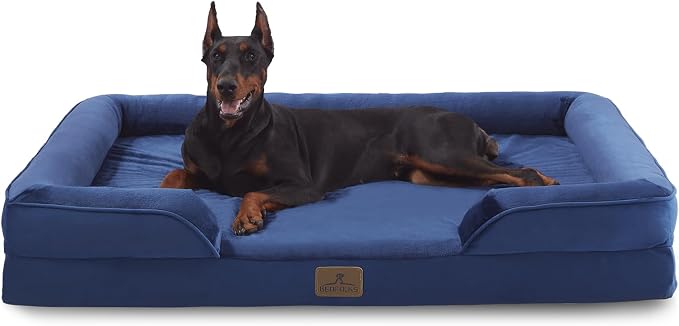 Bedfolks Orthopedic Dog Bed XXL, Waterproof Dog Sofa Bed for Giant Dogs, Egg Foam Pet Couch Bed with Removable Washable Cover and Nonslip Bottom, Navy Blue by Bedfolks