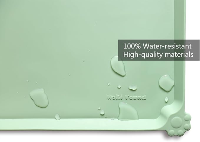 Hoki Found X-Large Silicone Pet Feeding Mats - Non Slip Dog Cat Bowl Mats - Waterproof for Carpet - Jade - Image 3