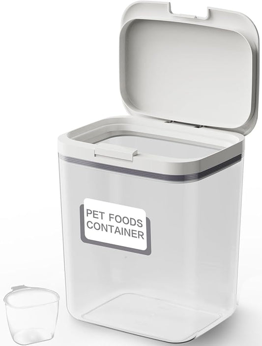 LivLab Mker Dog Food Storage Container 5 lbs Airtight Pet Food Storage Containers with Lids, Cat Food Container, BPA Free, Rice Container, Flour Dispenser(6 lbs), white by LivLabMker