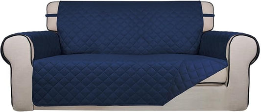 PureFit Reversible Quilted Couch Covers for Dogs Loveseat Sofa Cover 54" | Navy/Navy, Water Resistant Couch Protector, Washable Pet Couch Cover with Non Slip and Elastic Straps For Kids by PureFit