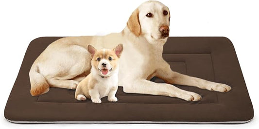 Dog Bed Soft Dog Crate Bed Pad Mat, 48 in Non Slip Bottom Washable Beds for Extra Large Dogs, Pet Bed Mattress Kennel Pad, Dark Brown by JoicyCoDogBeds