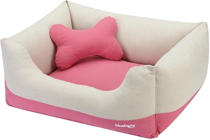 Blueberry Pet Fully Removable Washable Dog Bed Cover Only, Heavy Duty Replacement Cover w/Durable YKK Zippers, for Cats & Dogs Bed 34" x 24" x 12", Baby Pink & Beige Color-Block - Image 2