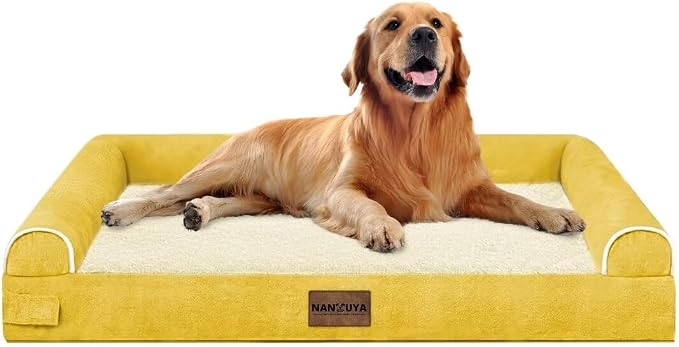 NANUYA Orthopedic Dog Bed for X-Large Dogs, 40 x 32 Inch, Ginger | Egg crate foam for joint support, 3-sided bolster pet sofa, waterproof lining, washable cover, and non-skid base - Image 8