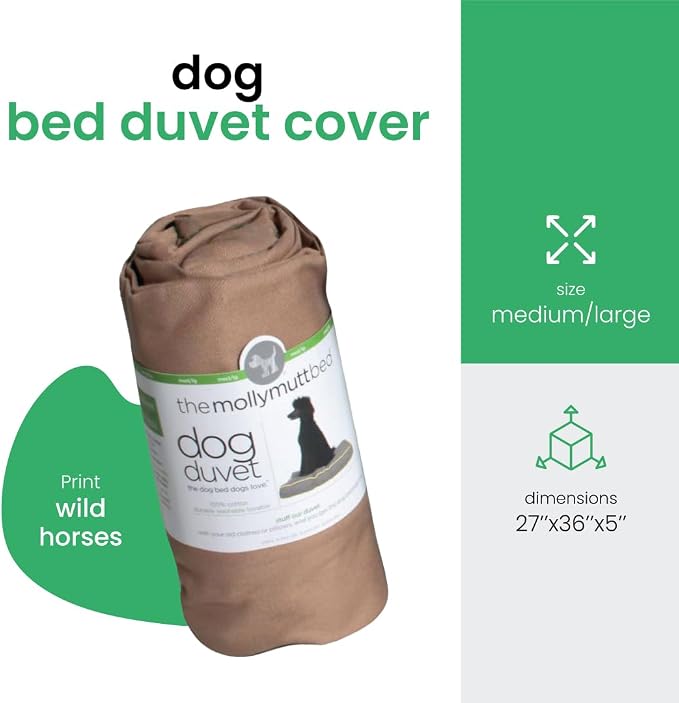 Molly Mutt Medium to Large Dog Bed Cover - Wild Horses Print - Measures 27”x 36”x5’’ - 100% Cotton - Durable - Breathable - Sustainable - Machine Washable Dog Bed Cover - Image 2