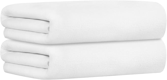 JML Microfiber Bath Towels Set of 2, 30" x 60", White | Oversized, Soft, Super Absorbent, Fast Drying for Shower Sauna Swimming Hair Wrap - Image 2