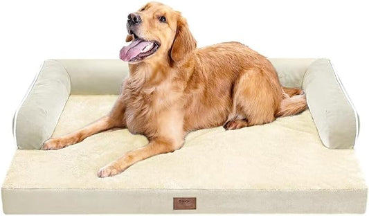 MEKIY Orthopedic Washable Dog Bed with Bolster for Medium to Large Dogs | Pillow Support for Neck Relief, Egg Crate Foam, Waterproof Liner, Anti-Slip Bottom, Removable Bolster Cover, 36 x 27 Inch by Mekiy