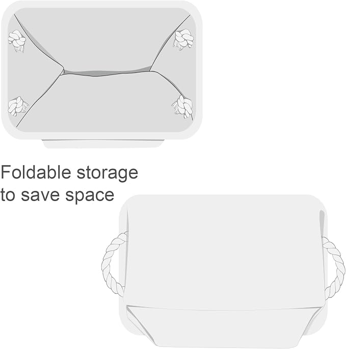 TheWarmHome Storage Basket for Gifts Empty - Large 3 Pack 15.7x11.8x8.2 inch Storage Basket for Organizing with Handles, Canves Storage Bins for Organizer Closet Toy Cubes Gift (White) - Image 7