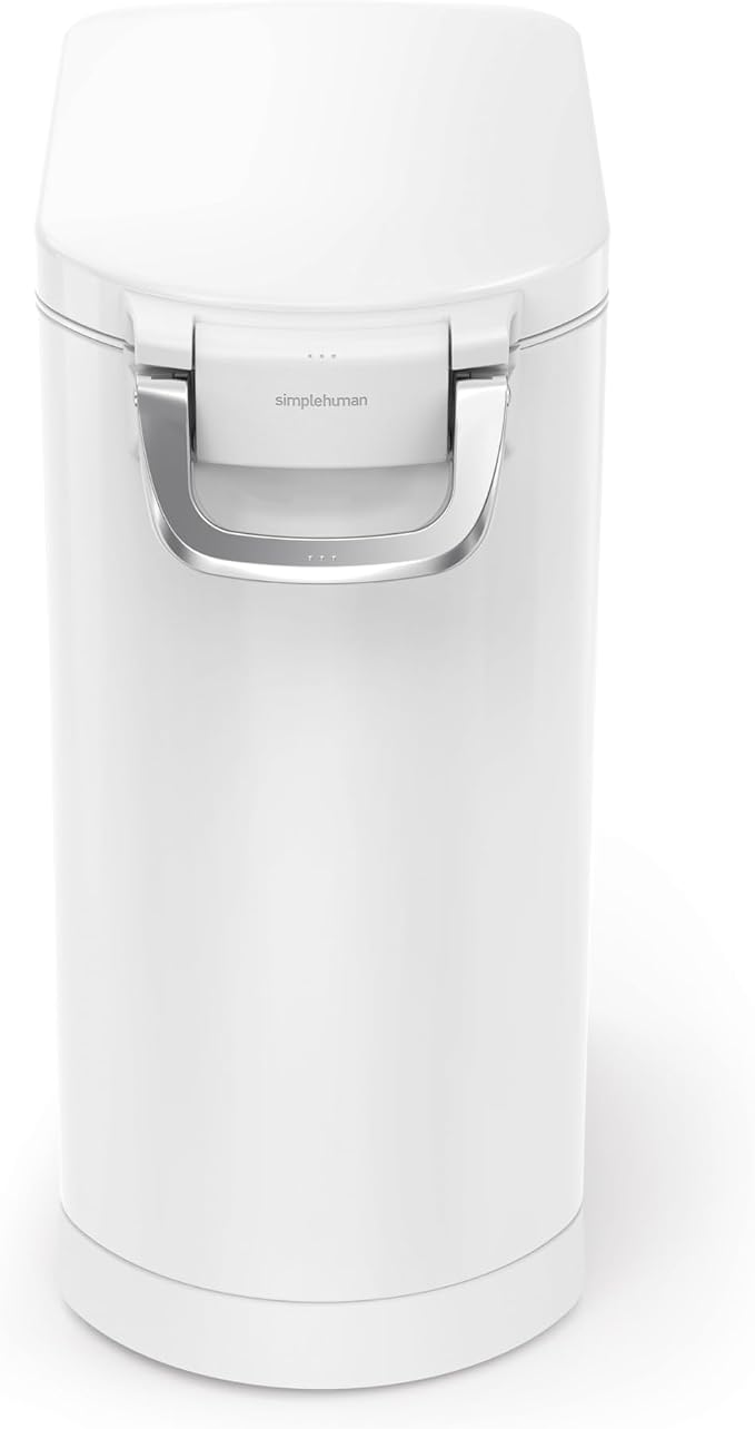 simplehuman Large Pet Food Storage Container, Holds 30-35 lb / 14-16 kg of Dry Dog Food, Cat Food, or Bird Seed, Airtight Lock-Tight Lid with Magnetic Scoop, BPA-Free, White Steel - Image 4