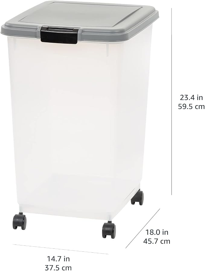 Amazon Basics Airtight Pet Food Storage Container with Scoop, BPA Free, Removable Wheels, 69 QT, Gray - Image 12