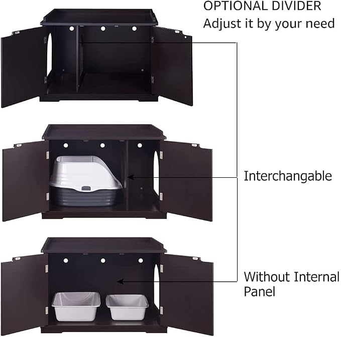 unipaws Cat Litter Box Enclosure Furniture, Hidden Litter Box Cover | Cat Washroom, Cabinet for Large Cat, Dog Proof Cat Litter Boxes, Hideaway Litter Box, Cat House - Image 4