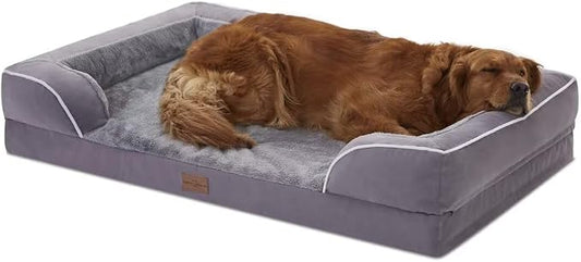 Comfort Expression Orthopedic Dog Bed for Extra Large Dogs with Bolster | Waterproof Dog Couch Bed with Washable Cover & Non-Slip Bottom, Supportive Egg Crate Foam XL Pet Bed, 42x30 Inch by ComfortExpression