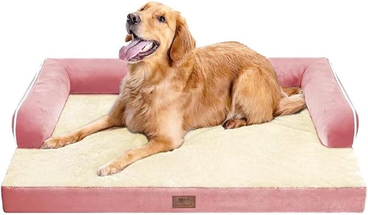 MEKIY Orthopedic Washable Dog Bed with Bolster for Medium to Large Dogs | Pillow Support for Neck Relief, Egg Crate Foam, Waterproof Liner, Anti-Slip Bottom, Removable Bolster Cover, 36 x 27 Inch by Mekiy