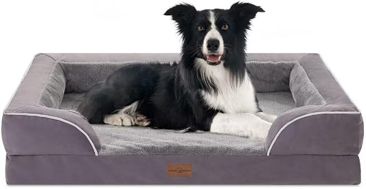 Comfort Expression Orthopedic Dog Beds for Large Sized Dog with Bolster | Waterproof Dog Couch Bed with Washable Cover & Non-Slip Bottom, Supportive Egg Crate Foam Large Pet Bed, 36x27 Inch by ComfortExpression
