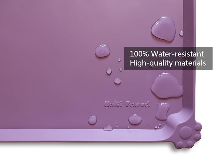 Hoki Found Large High-Sided Silicone Pet Food Tray - Non-Slip Bowls Placemat - Dog and Cat Feeding Mat - Waterproof - Amethyst - Image 3