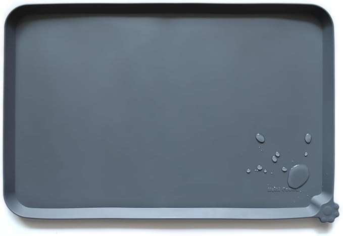 Hoki Found L Silicone Pet Food Mats - Non Slip Pet Dog Cat Bowl Mats - Gray by Hoki+Found